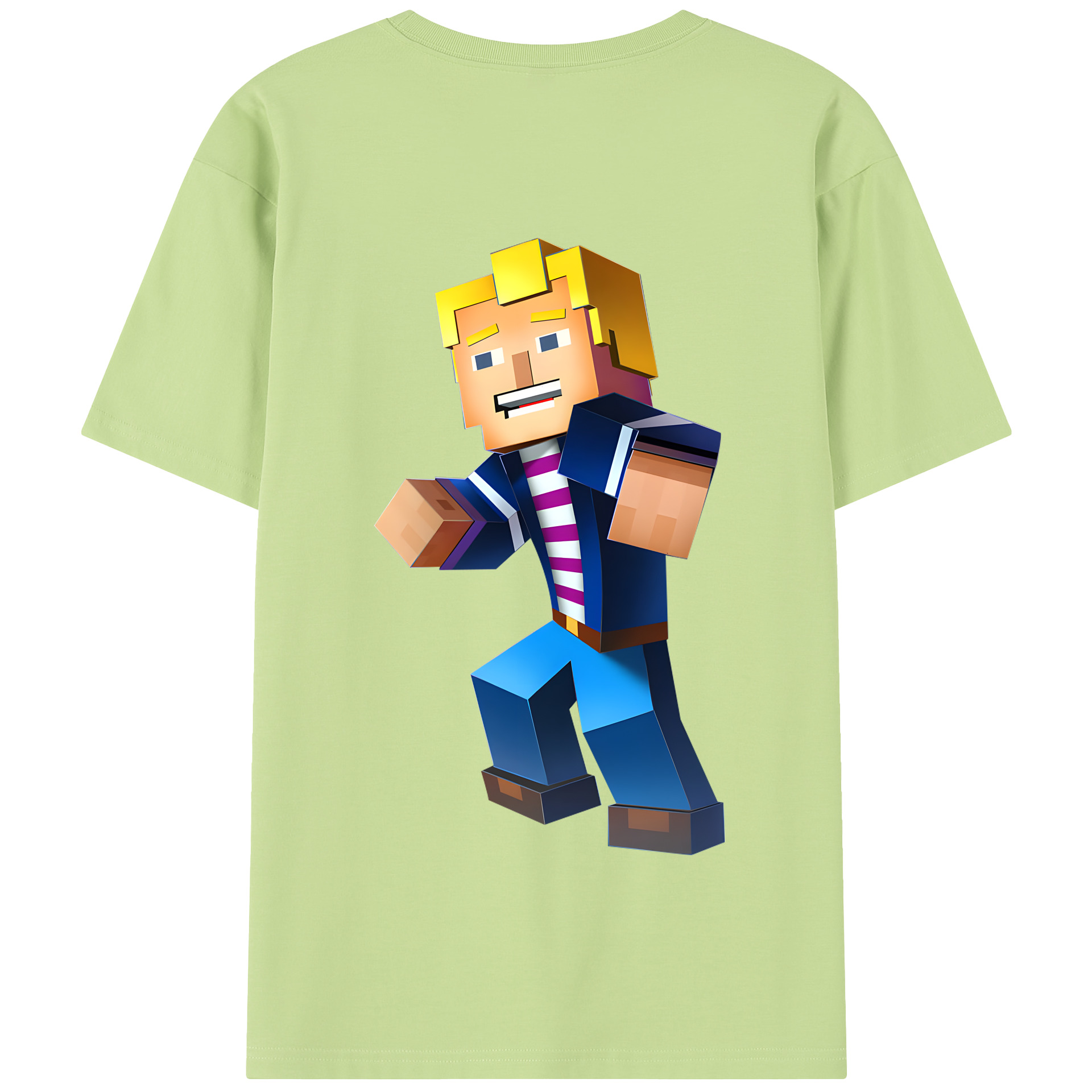 （画像用） マインクラフト ブロックの世界 Minecraft MC Block world 綿100％半袖Tシャツ（背面プリント）
